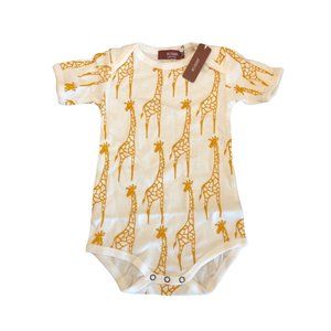 Milkbarn Infant Baby Organic Cotton One Piece Yellow Giraffe 6-12 Months - NWT